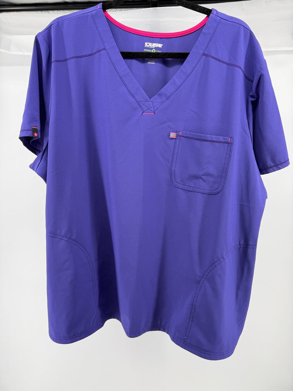 Scrubstar Medical Scrub Top V Neck Pocket Purple Nursing Uniform 3XL
